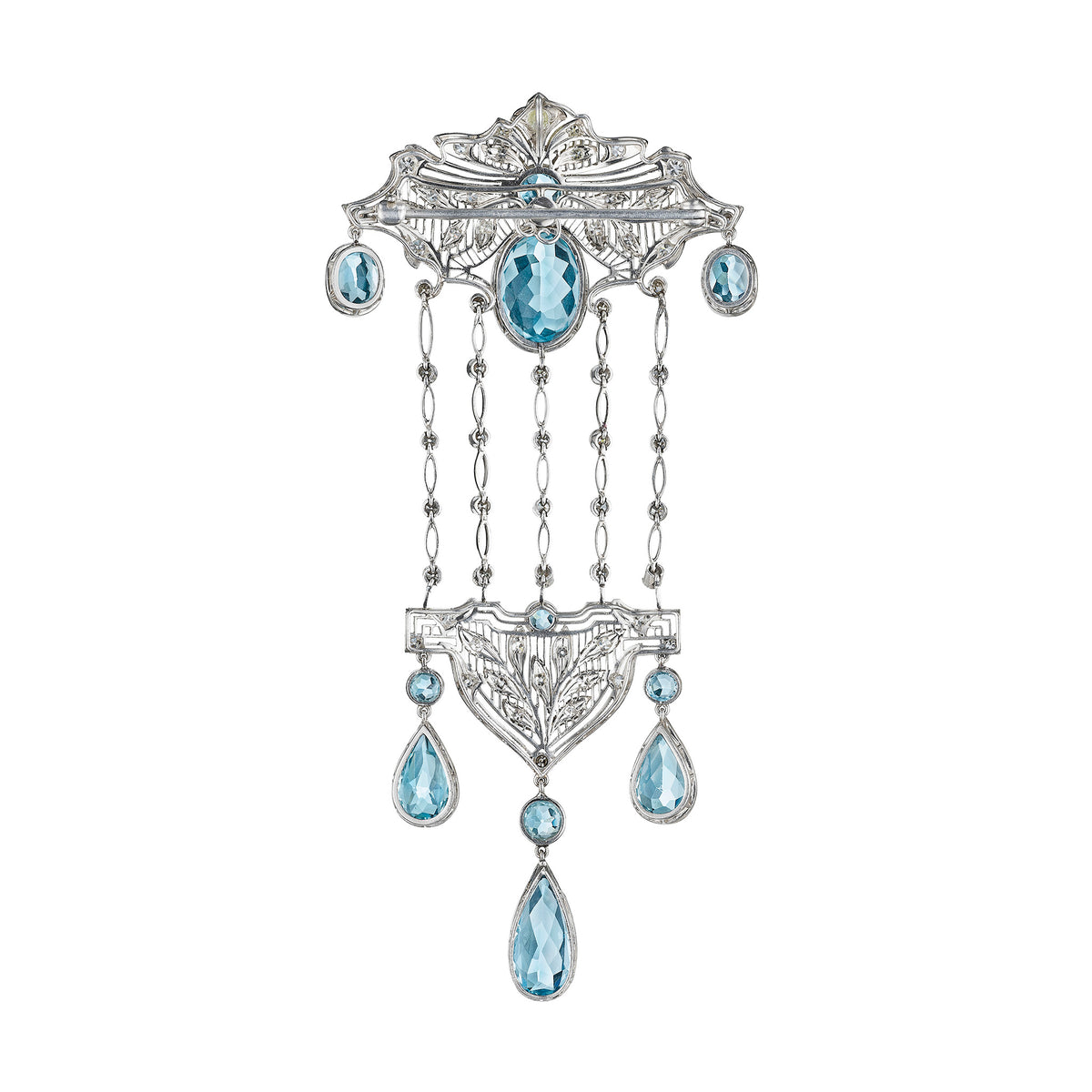 Macklowe Gallery Edwardian Aquamarine Pendant Brooch