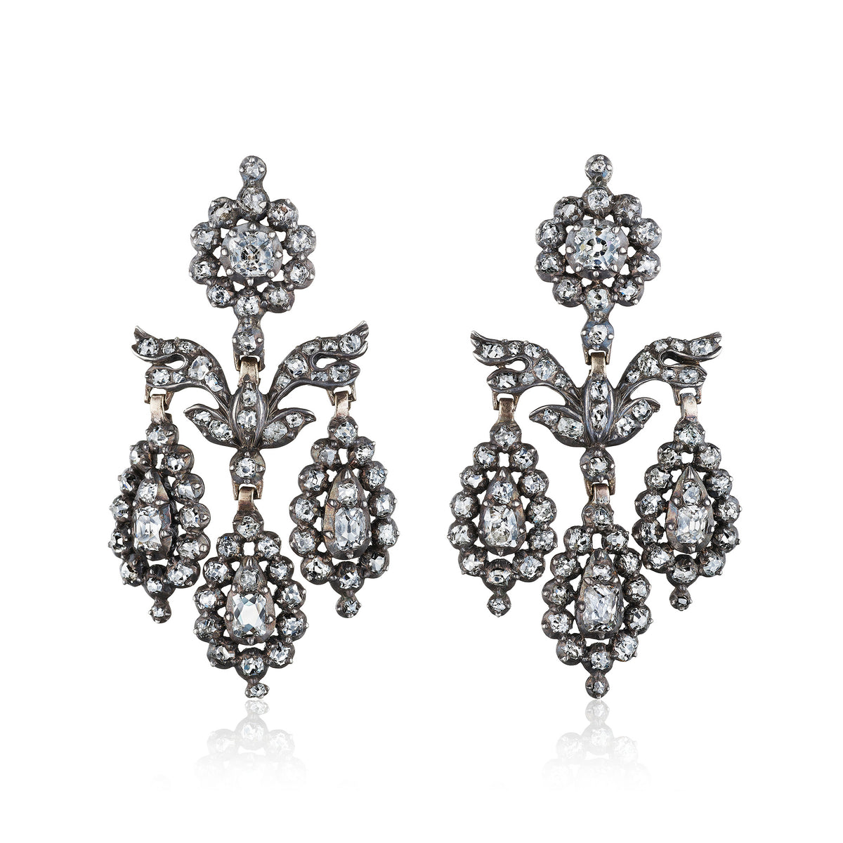 Macklowe Gallery Late Georgian Girandole Diamond Earrings