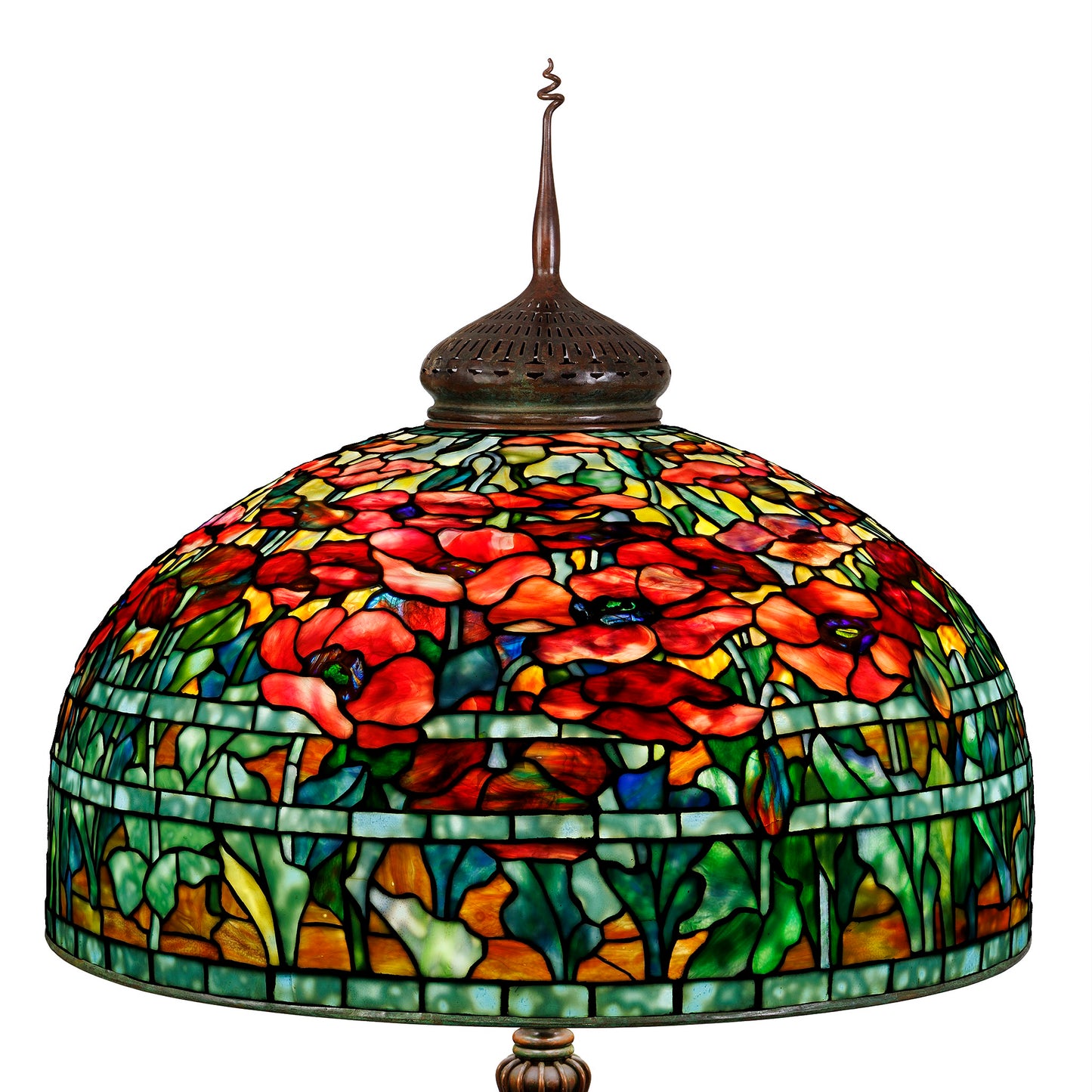 Macklowe Gallery Tiffany Studios New York "Oriental Poppy" Leaded Glass and Bronze Floor Lamp