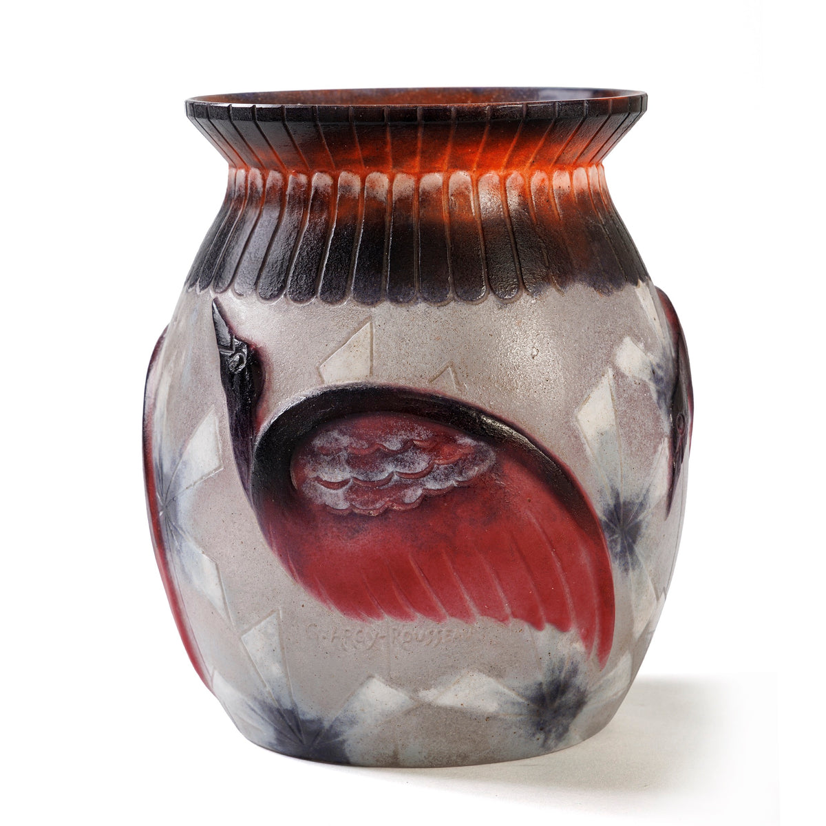 Macklowe Gallery Gabriel Argy-Rousseau "Oiseaux exotiques" Pate-de-verre Glass Vase
